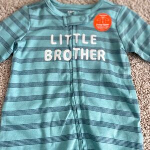 Carters Striped Little Brother Onesie Size 6 Months NWT